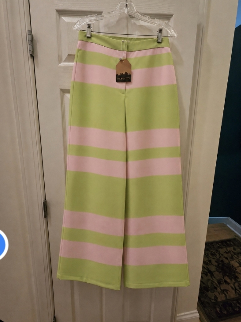 Pink Wide-Leg Stripe Pants